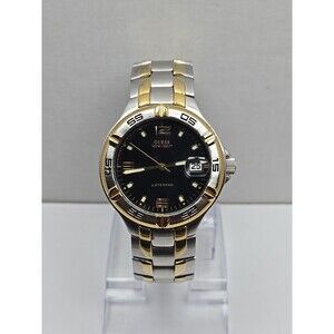Guess Waterpro G66036G Mens Two Tone 100M Quartz Watch Date Bezel New Battery